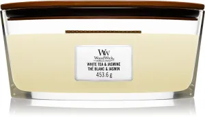 WoodWick White Tea & Jasmine świeca zapachowa z drewnianym knotem 453,6 g