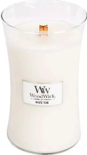 WoodWick White Teak świeca zapachowa z drewnianym knotem 609,5 g