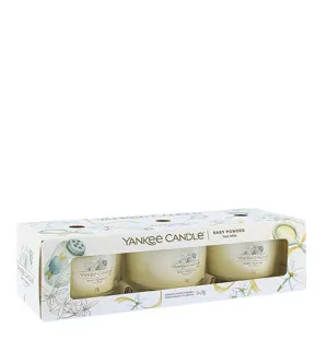 Yankee Candle Baby Powder świeczka wotywna w szkle 3 x 37 g