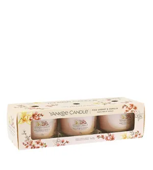 Yankee Candle Pink Cherry & Vanilla zestaw w szkle 3 x 37 g