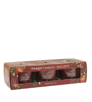 Yankee Candle Red Apple Wreath świeca votywna w szkle 3 x 37 g