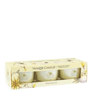 Yankee Candle Twinkling Lights świeca wotywna w szkle 3 x 37 g