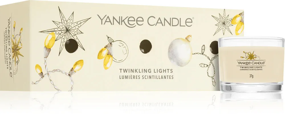 Twinkling Lights świeca wotywna w szkle 3 x 37 g 3x37 g