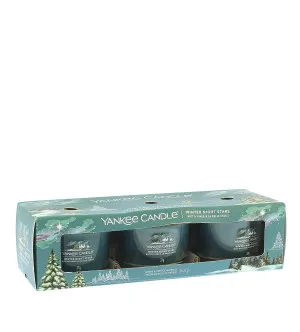 Yankee Candle Winter Night Stars świeczka votywna w szkle 3 x 37 g
