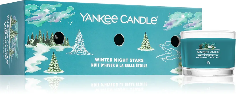 Winter Night Stars świeczka votywna w szkle 3 x 37 g 3x37 g