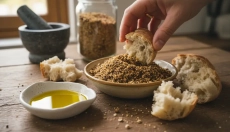 Dukkah to chrupiąca egipska mieszanka do maczania chleba w oleju