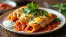 Przygotowanie enchiladas z domowym sosem dla smaku jak z Meksyku