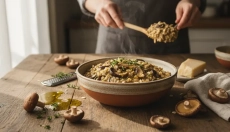 Słone owsiane oatto z grzybami jako zdrowa alternatywa risotto