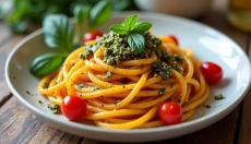 Zdrowe spaghetti z dyni z pesto na szybki i prosty posiłek